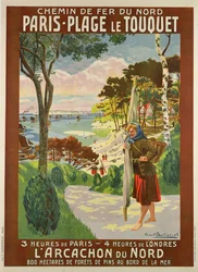 Plakatreklame Paris-Plage le Touquet, Pas de Calais, ca. 1910 (farve litho)