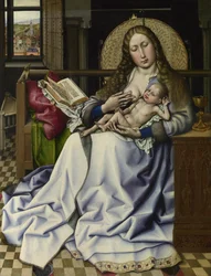 Jomfruen og barnet før en ildskærm, ca. 1440