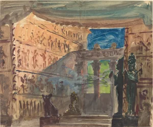 Interiør af et gammelt egyptisk tempel