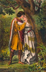 Posthumus. Min dronning! Min elskerinde! O frue græd ikke mere. Cymbeline: Akt I, Scene I, c1875