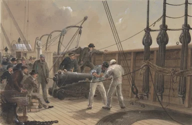 Splejsning af kablet efter den første ulykke om bord på Great Eastern, 25. juli 1865, 1865-66.