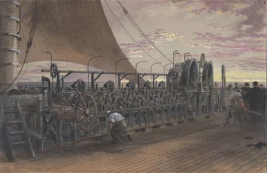 Udbetalingsmaskineriet i agterenden af Great Eastern, 1865.