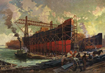 Skibsbygning i Ashbridges Bay, Toronto, 1918