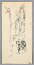 Tegning, gadescene, Venedig, 1882