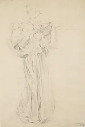 Study for Moods to Music, 1893-95 (grafit med gul blyant på buffvævet papir)