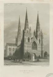 Lichfield Cathedral - West Front: stålgravering, nd [c 1835-1842] (tryk)