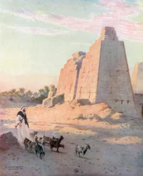 Pylon ved Karnak (farvelitografi)