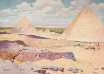 Pyramiderne i Gizeh fra ørkenen, c1880, 1904