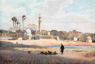 Landsbyen Salamun (farvelitografi)