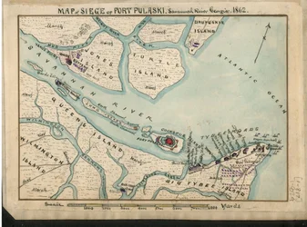 Kort over belejringen af Fort Pulaski - Savannah River Georgia. 1862. LOC gvhs01.vhs00085