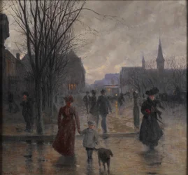 Regnfuld aften på Hennepin Avenue, ca. 1902