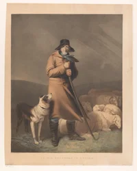 Hyrde med sin hund og får En gammel hyrde i en storm (titel på objekt)