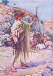 Hyrden David, fra Bibelens billedbog udgivet af Thomas Nelson, ca. 1950 (litho)