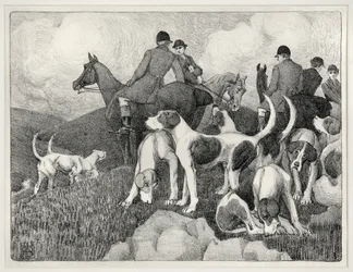 Jagtscene (litho)