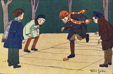 Marellen. Indgravering i "" Hvad spiller vi? “” af E. Weber med akvareltegninger af Robert Salles (1871-1929). Librairie Garnier Freres, Paris