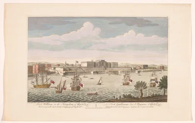 Udsigt over Fort William i Calcutta Fort William i kongeriget Bengal. Tilhører East India Company of England (titel på objekt) Afviklinger af VOC (serietitel)