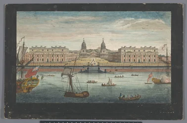 Udsigt over Greenwich Hospital ved Themsen ved Greenwich En udsigt til Greenwich Hospital fra floden (titel på objekt) London (serietitel)
