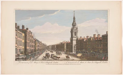 Udsigt over Saint Mary-le-Bow kirken på Cheapside street i London Kirken St Mary le Bow i Cheapside London (titel på objekt) London (serietitel)