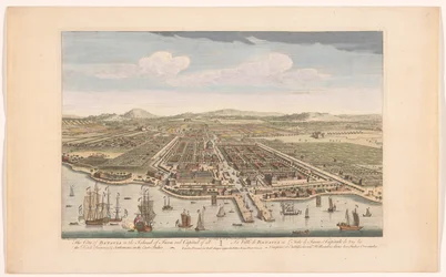 Udsigt på byen Batavia Byen Batavia på øen Java og hovedstad for alle de hollandske fabrikker og bosættelser i Østindien (titel på objektet) Nederzettingen van de VOC (serietitel)