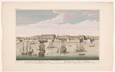 Udsigt over byen Bombay Bombay på Malabarkysten, der tilhører East India Company of England (titel på objekt) Afviklinger af VOC (serietitel)