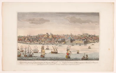 Udsigt over byen Lissabon Et generelt billede af byen Lissabon, hovedstaden i kongeriget Portugal (titel på objektet) Madrid og Lissabon (serietitel)