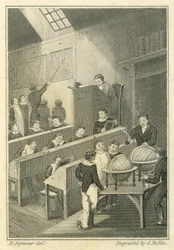 Nicholas Nickleby: Dotheboys Hall, indgraveret af Samuel Bellin (1799-1893)