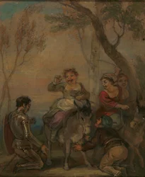 Illustration til Don Quixote (med figurer på et æsel)