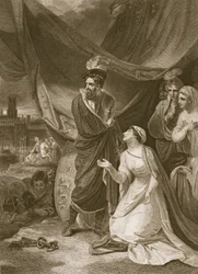 The Surrender of Calais, indgraveret af A. Smith, illustration fra David Humes 