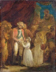 De to sønner af Tipu Sahib, sultanen af Mysore, bliver udleveret som gidsler til general Cornwallis (1738-1805), ca. 1792 (olie på lærred)