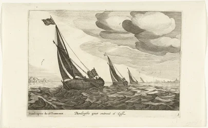 Damloopers Damloopers groot omkring 16 Last / Damloopers de 16 Tonneaux (titel på objekt) Hollandse scheepstypen, 1627 (serietitel) Forskellige skibe Don ton se sert dans les Unies provinser / Ikoner af forskellige hollandske skibe, hvis brug for det meste