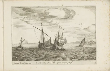 Wijdschip af lichter Een Wyt-schip ofte Lichter groot omkring 30 Last / Lichter de 30 Tonneaux (titel på objekt) Forskellige skibe ses ikke på se sert dans les Provinces Unies