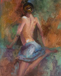 Blue Skirt, 2023 (olie på papir)