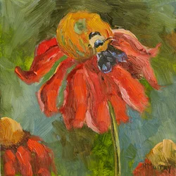 Kismet Coneflower, 2023 (olie på panel)