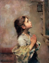Praying Girl, italiensk maleri fra det 19. århundrede.