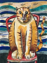 Day Dreaming of Fish, ca. 2021 (gouache-blæk på kunstplade)
