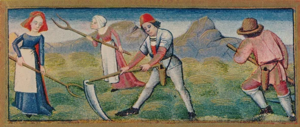 juni - græsslåning, 1400-tallet, 1939.