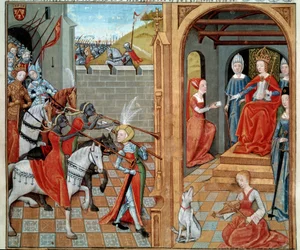 Amazonerne har hof af en dronning sandsynligvis Louise af Savoyen (1467-1531) Miniature fra manuskriptet fr. 22971 "" Secret de l