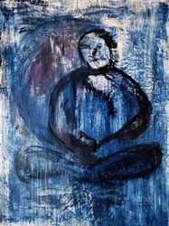Mediterende blå figur