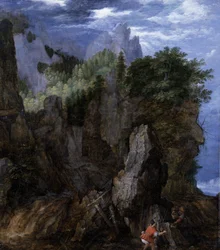 Landskab med krabbefiskere, ca. 1608 (olie på panel)