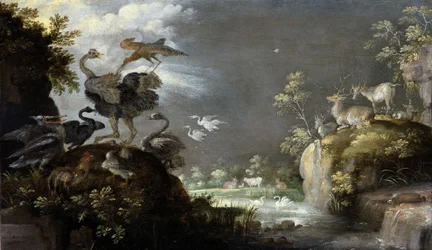 Landskab med struds, ca. 1625 (olie på panel)