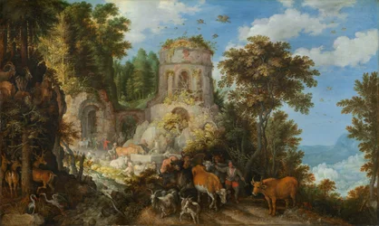 Landskab med flugten til Egypten, 1624.