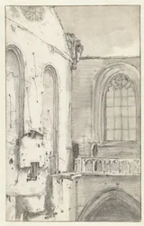 Udsigt over tværskibet af Nieuwe Kerk, Amsterdam, efter branden i 1645