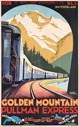 En plakat for Compagnie Internationale des Wagons-Lits, der reklamerer for Golden Mountain Pullman Express, ca. 1930 (farvelitografi)