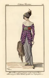 Kvinde i te-kjole, etuikjole og turban