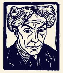 Selvportræt af Roger Fry (1866 - 1934), xylografi fra 1921.