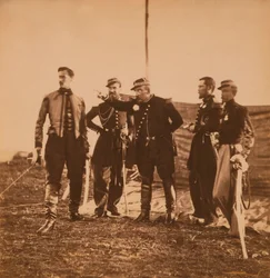 Den franske general Pierre Bosquet giver ordrer til sin stab, Krimkrigen, Krim, Ukraine