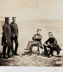 Generalmajor Henry William Barnard og stab, fra et album med 52 fotografier med tilknytning til Krimkrigen, 1855