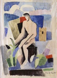 Mand på landet, studie for malaria; Man in a Landscape, Study for Paludes, c.1920