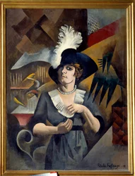 Portræt af Alice i den store hat. Maleri af Roger De La Fresnaye (1885 - 1925)
