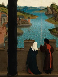 Detalje af Sankt Lukas tegner jomfruens portræt (olie på panel)